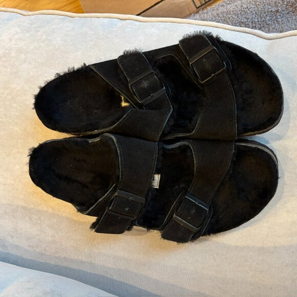 BIRKENSTOCK ARIZONA SANDALS SIZE 44 (EU) BLACK FUR MEN'S WOMENS UNISEX - Picture 9 of 11